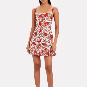 Alexis Melora Floral Embroidery Pleated Mini Dress